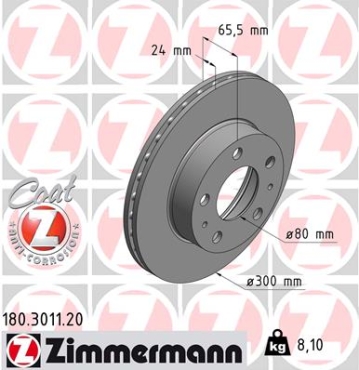 Zimmermann Brake Disc for PEUGEOT BOXER Kasten (230L) front