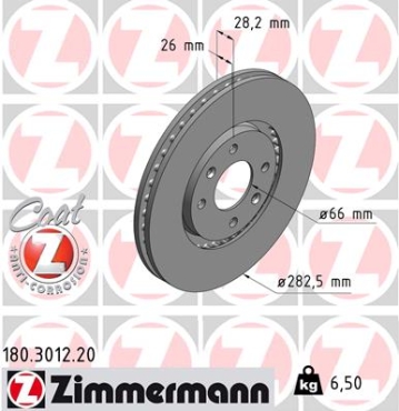 Zimmermann Brake Disc for PEUGEOT 406 Break (8E/F) front