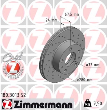 Zimmermann Sport Brake Disc for PEUGEOT BOXER Kasten (230L) front
