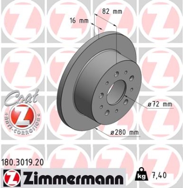 Zimmermann Bremsscheibe für PEUGEOT BOXER Pritsche/Fahrgestell (244) hinten