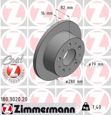 Zimmermann Brake Disc for CITROËN JUMPER Bus (244, Z_) rear