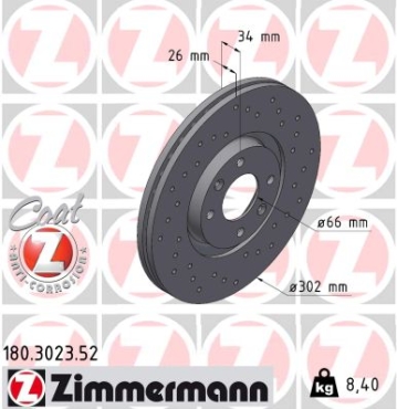 Zimmermann Sport Brake Disc for PEUGEOT 307 Break (3E) front