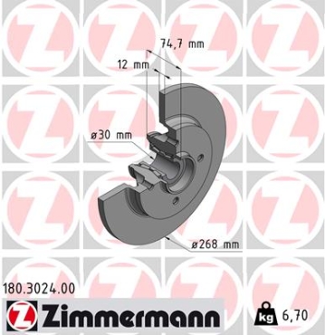 Zimmermann Brake Disc for CITROËN DS5 rear