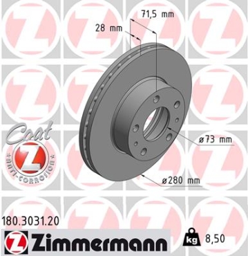 Zimmermann Bremsscheibe für FIAT DUCATO Pritsche/Fahrgestell (250_, 290_) vorne