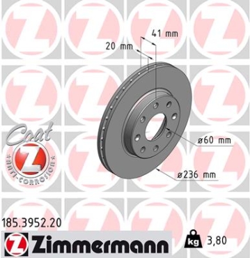 Zimmermann Brake Disc for DAEWOO KALOS Stufenheck (KLAS) front