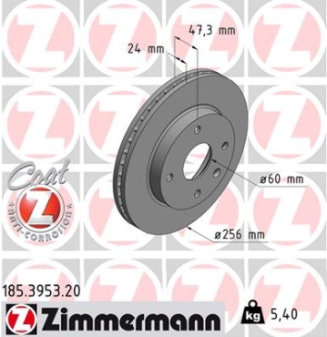 Zimmermann Brake Disc for CHEVROLET NUBIRA Stufenheck front