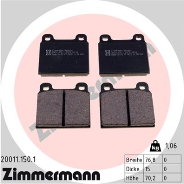 Zimmermann Brake pads for MERCEDES-BENZ S-KLASSE Stufenheck (W108, W109) front