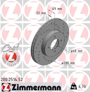 Zimmermann Sport Brake Disc for NISSAN 200 SX (S13) front