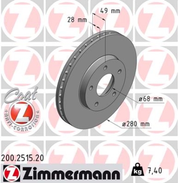 Zimmermann Brake Disc for NISSAN PRIMERA Hatchback (P12) front