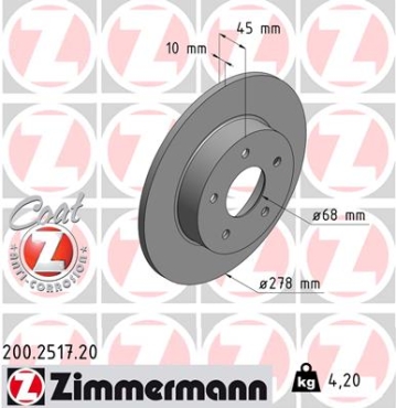 Zimmermann Brake Disc for NISSAN PRIMERA Traveller (WP12) rear