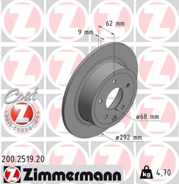 Zimmermann Brake Disc for NISSAN QASHQAI / QASHQAI +2 I (J10, NJ10) rear