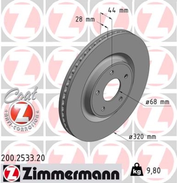 Zimmermann Brake Disc for RENAULT KOLEOS II front