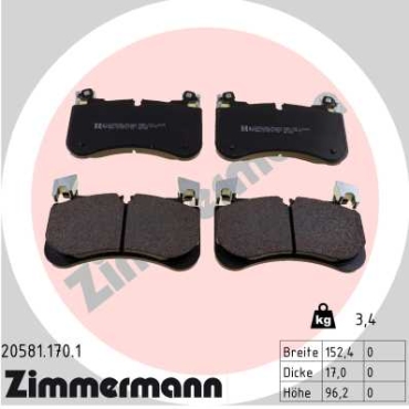 Zimmermann Brake pads for LAND ROVER DISCOVERY V VAN (L462) front