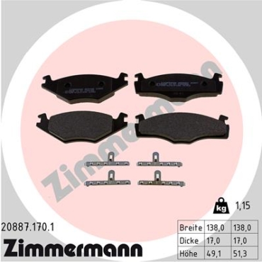 Zimmermann Brake pads for VW POLO Coupe (86C, 80) front