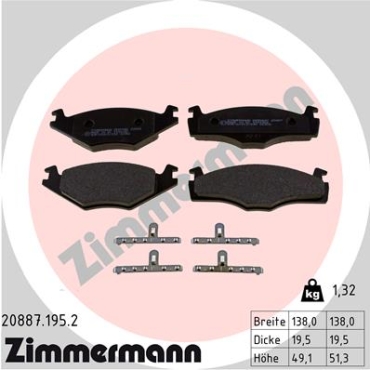 Zimmermann Brake pads for VW JETTA II (19E, 1G2, 165) front