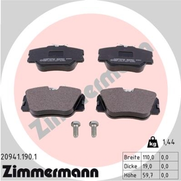 Zimmermann Bremsbeläge für MERCEDES-BENZ E-KLASSE Coupe (C124) vorne