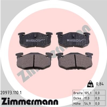 Zimmermann Brake pads for PEUGEOT 206 Schrägheck (2A/C) rear