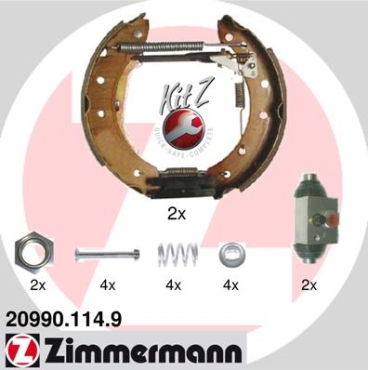 Zimmermann Bremsbacken Kit für PEUGEOT 206 Schrägheck (2A/C) hinten
