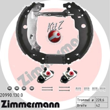 Zimmermann Bremsbacken Kit für CITROËN DS3 Cabriolet hinten