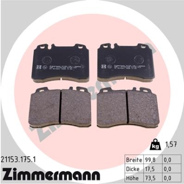 Zimmermann Brake pads for MERCEDES-BENZ STUFENHECK (W124) front