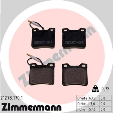 Zimmermann Brake pads for PEUGEOT 406 Break (8E/F) rear