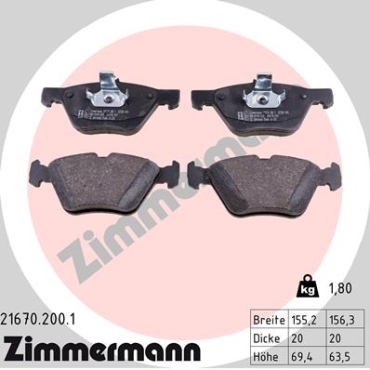 Zimmermann Brake pads for MERCEDES-BENZ CLK Cabriolet (A208) front