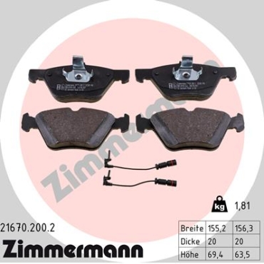 Zimmermann Bremsbeläge für MERCEDES-BENZ E-KLASSE T-Model (S210) vorne