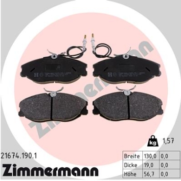 Zimmermann Brake pads for PEUGEOT 406 Break (8E/F) front