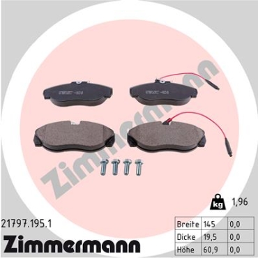 Zimmermann Brake pads for PEUGEOT BOXER Kasten (230L) front