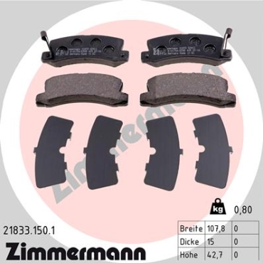 Zimmermann Bremsbeläge für TOYOTA CAMRY Stufenheck (_V3_) hinten