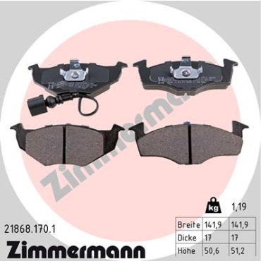 Zimmermann Brake pads for SKODA FABIA I (6Y2) front