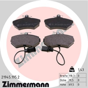 Zimmermann Brake pads for AUDI A4 (8D2, B5) front
