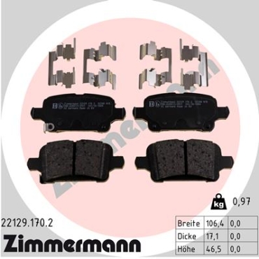 Zimmermann Brake pads for CHEVROLET VOLT rear