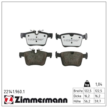 Zimmermann rd:z Bremsbeläge für LAND ROVER RANGE ROVER EVOQUE (L551) hinten