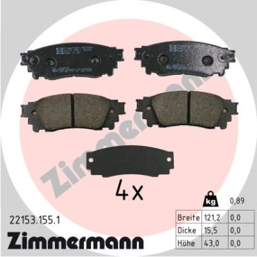 Zimmermann Bremsbeläge für TOYOTA ALPHARD / VELLFIRE (_H3_) hinten