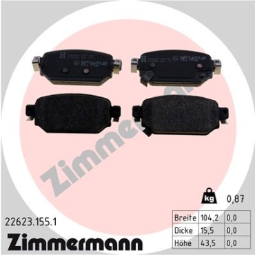 Zimmermann Brake pads for MAZDA 3 Stufenheck (BM_, BN_) rear