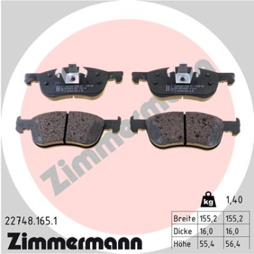 Zimmermann Brake pads for FORD FIESTA VII front