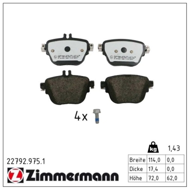 Zimmermann rd:z Brake pads for MERCEDES-BENZ CLS (C257) rear