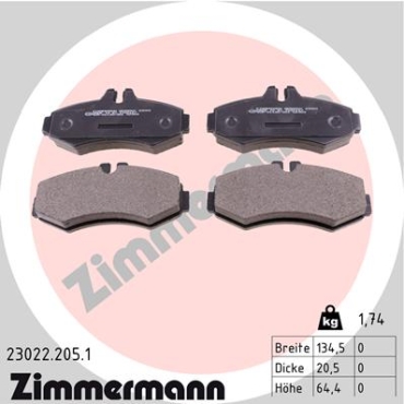Zimmermann Brake pads for MERCEDES-BENZ VITO Kasten (638) front