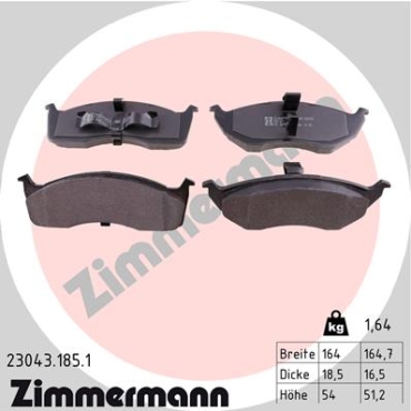 Zimmermann Brake pads for DODGE CARAVAN front