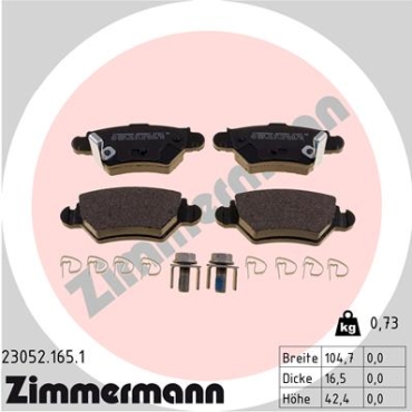 Zimmermann Brake pads for OPEL ZAFIRA A Großraumlimousine (T98) rear