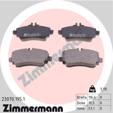 Zimmermann Brake pads for MERCEDES-BENZ VANEO (414) front