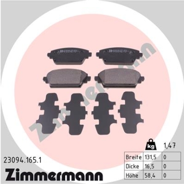 Zimmermann Bremsbeläge für NISSAN PRIMERA (P12) vorne