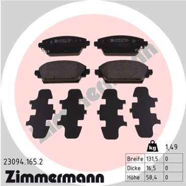 Zimmermann Brake pads for MG MG ZS front