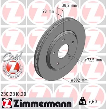 Zimmermann Brake Disc for FIAT FREEMONT (345_) front