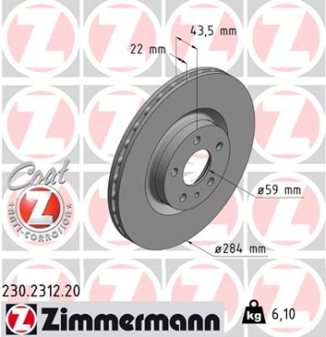 Zimmermann Brake Disc for FIAT 500L (351_, 352_) front