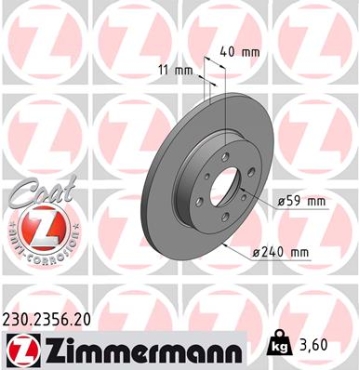 Zimmermann Brake Disc for LANCIA DEDRA (835_) rear