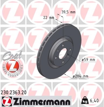 Zimmermann Brake Disc for FIAT COUPE (175_) front