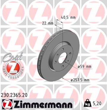 Zimmermann Brake Disc for FIAT DOBLO Cargo (223_) front