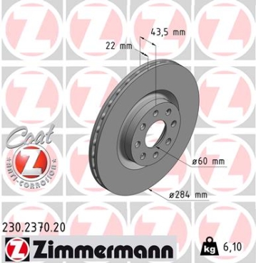 Zimmermann Brake Disc for FIAT PUNTO (199_) front